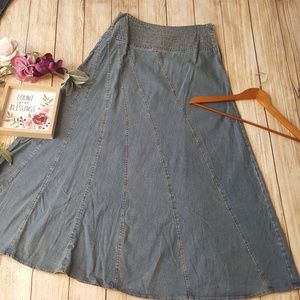 Very Long Modest Gored Denim Jean Skirt 12T